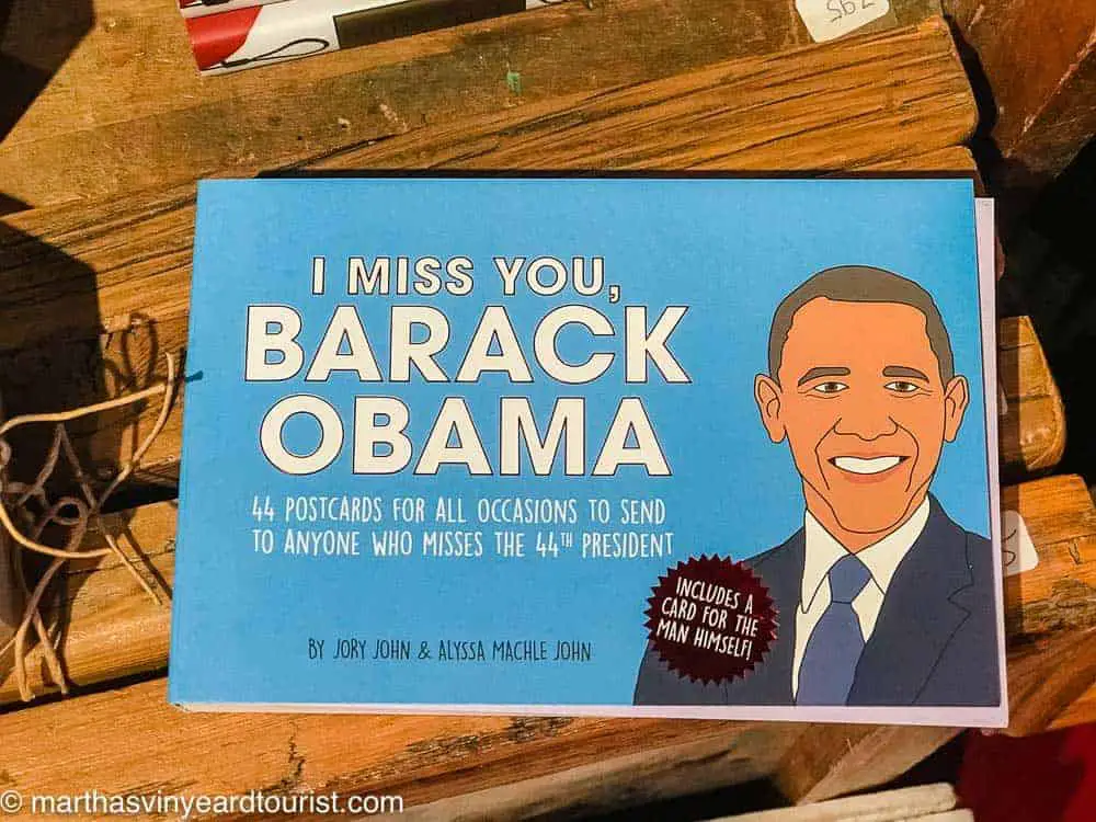 A book of postcards entitled "we miss you Barack Obama"