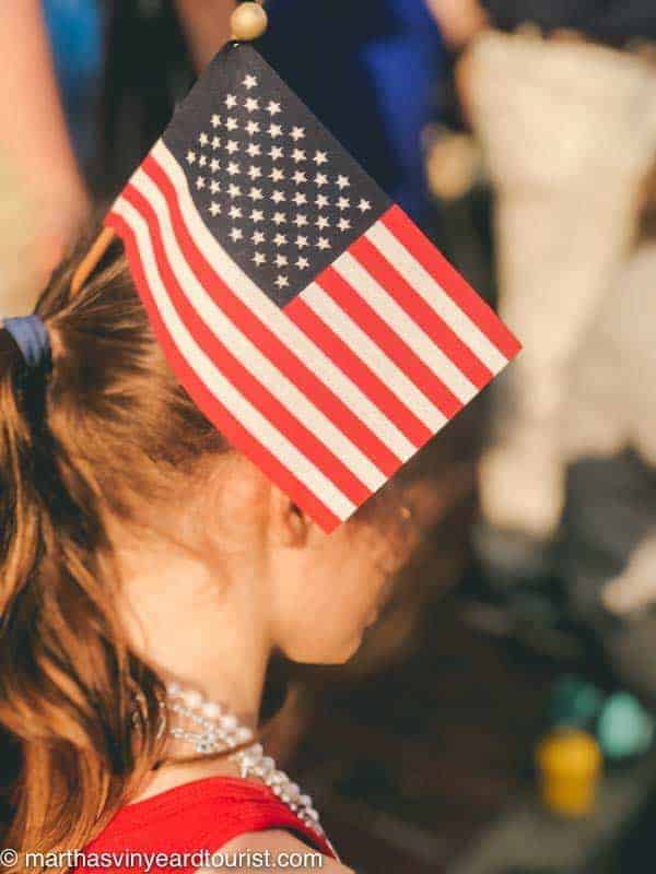 Girl with American flag in her hair