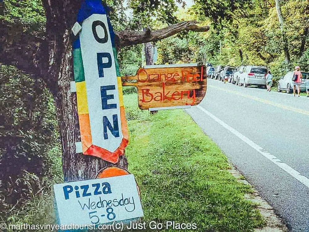 Orange Peel Bakery pizza night sign