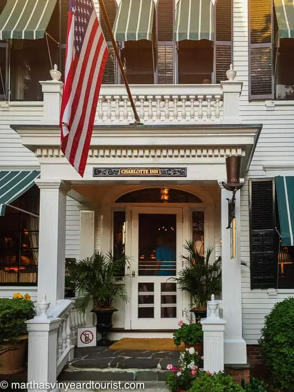 American flag flying in front of The Charlotte Inn in Edgartown