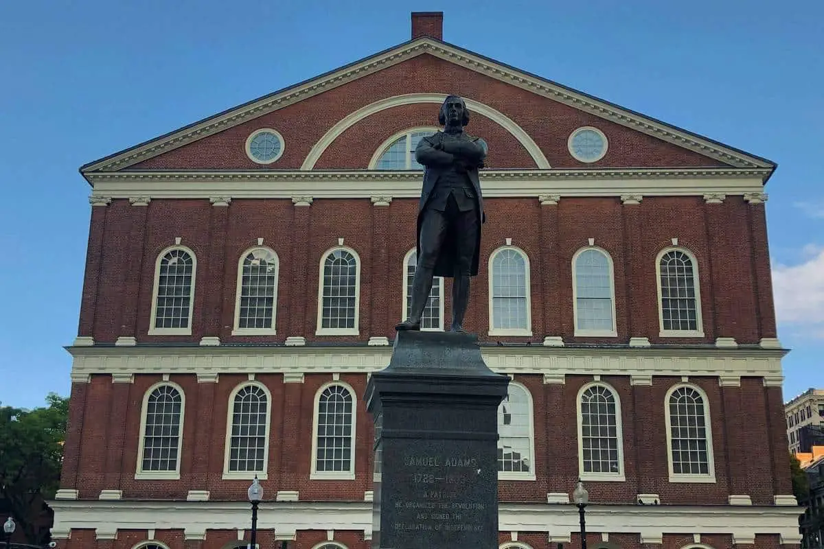 Sam Adams statute on the Boston Freedom Trail in Boston MA