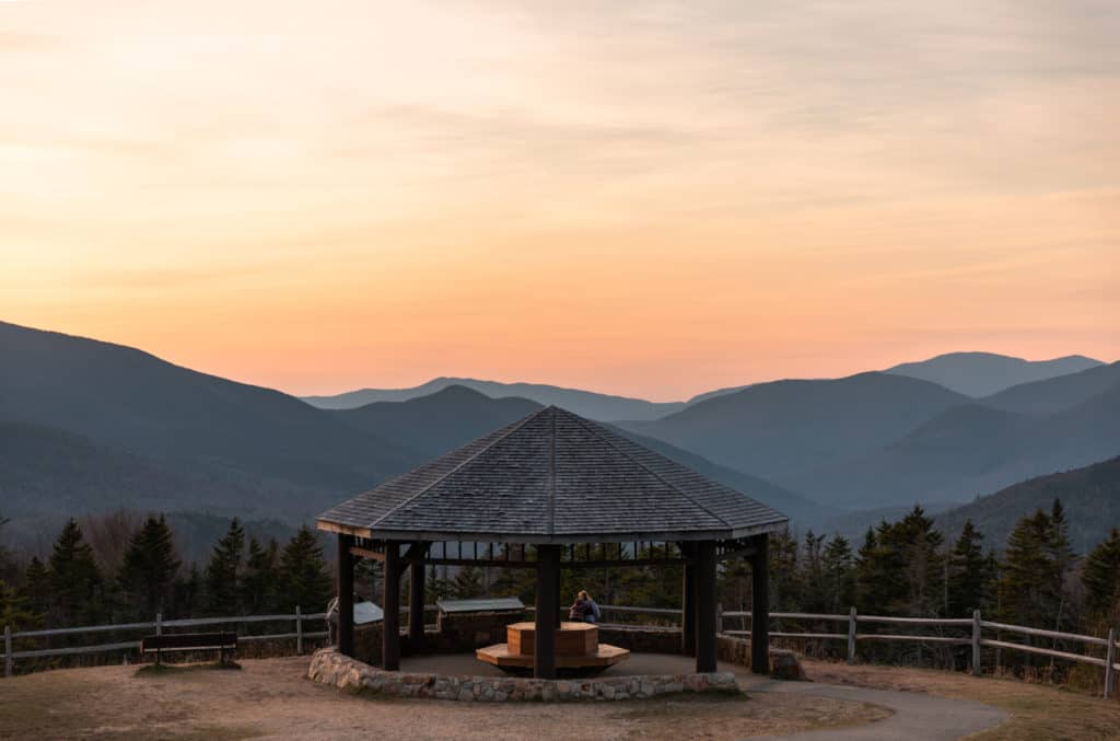 sunset over the mountains in North Conway NH