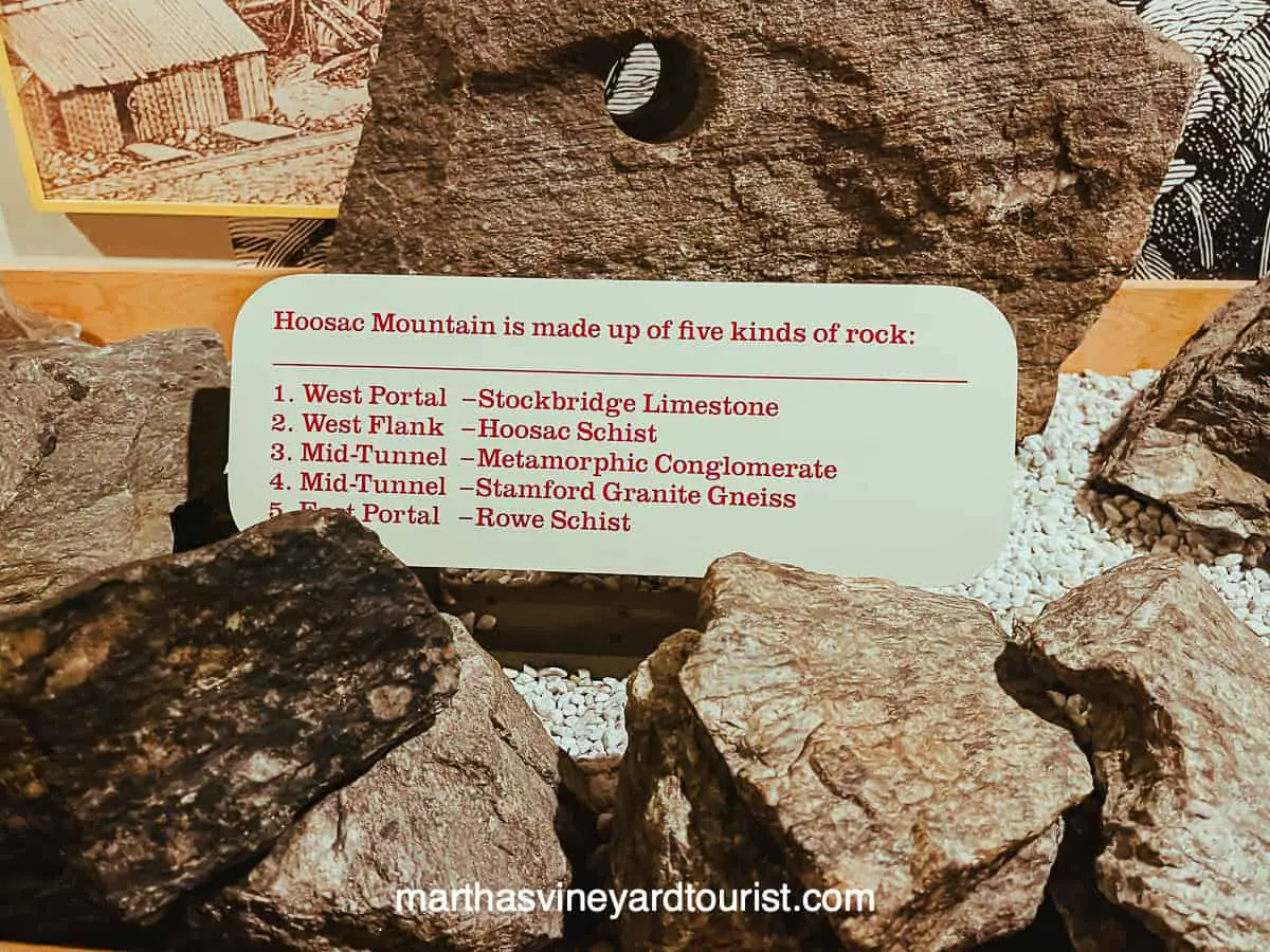The types of rocks that the miners had to dig through to create the Hoosac Tunnel