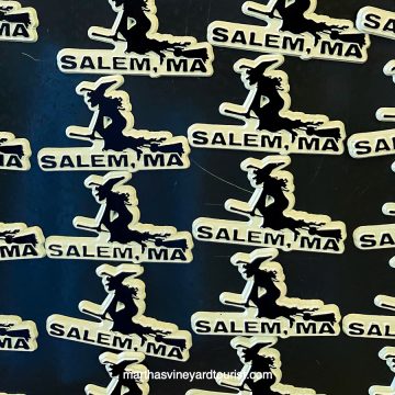 magnets of a witch with the words Salem MA on it