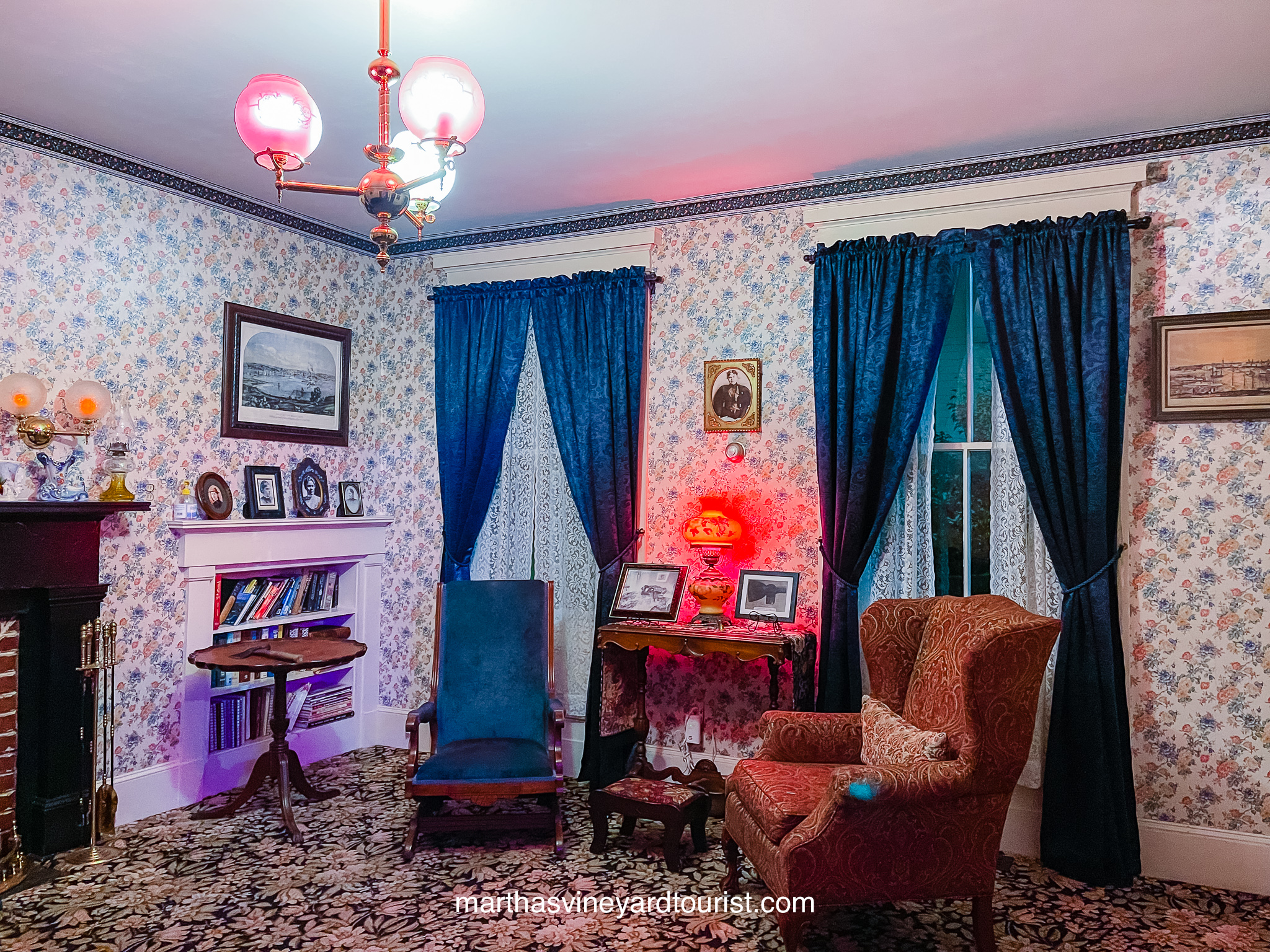 a sitting room at the Lizzie Borden Murder House in Fall River, MA