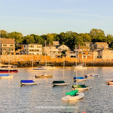boats moored in Rockport MA harbor