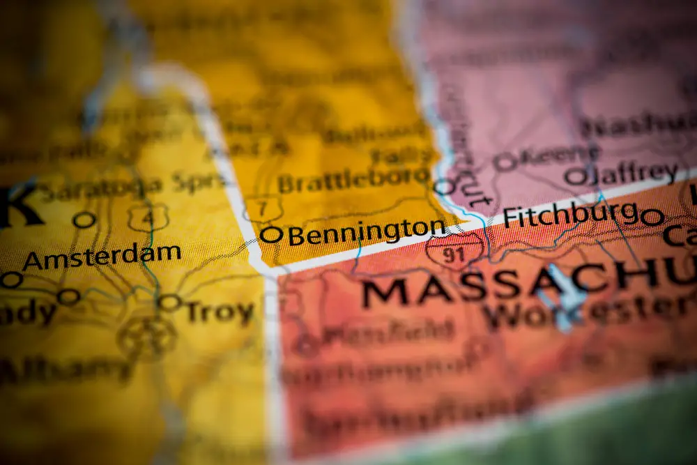 A map showing Bennington Vermont on the Map
