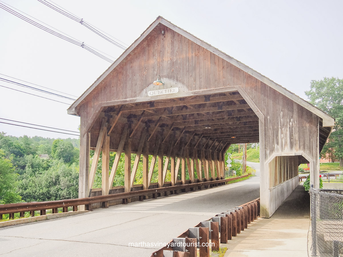 wooden Quechee Covered Bridge in Quechee Vermont
