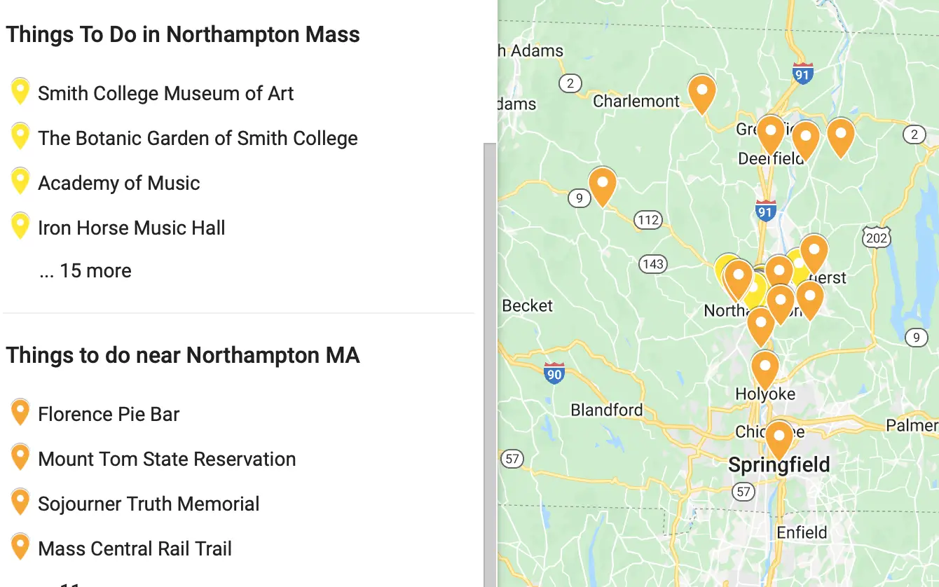 Map of what to do in Northampton and nearby