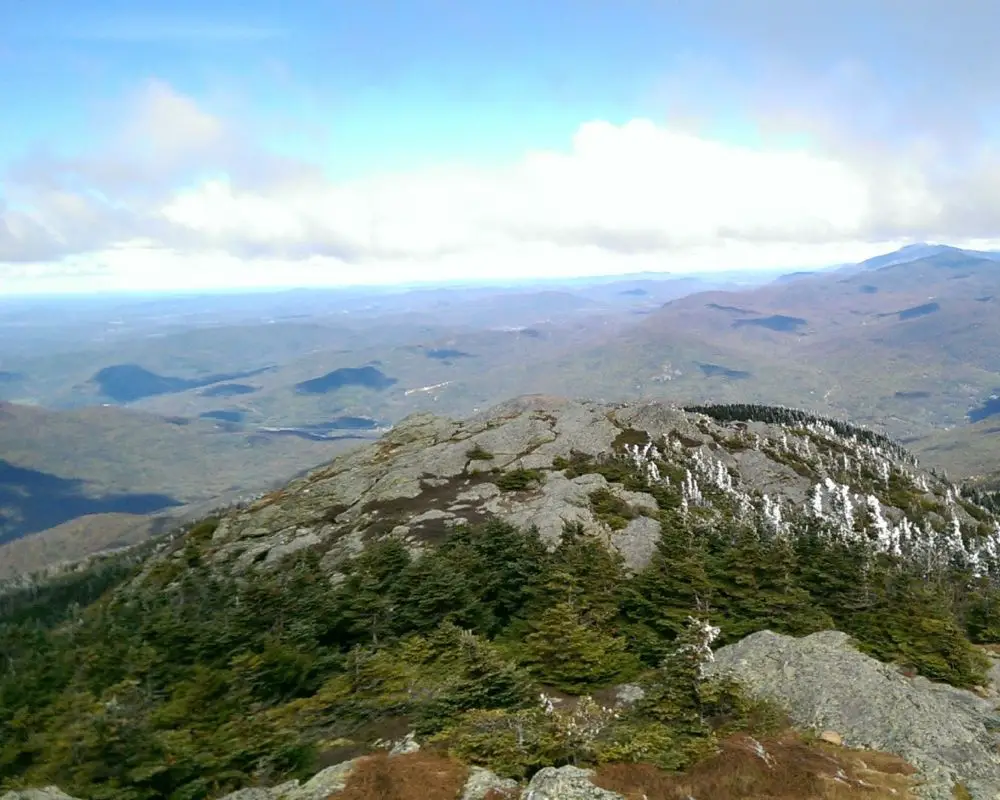 summit at Camel's Hump in Vermont with its views of the surrounding countryside